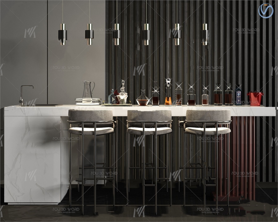 modern bar counter 3d model